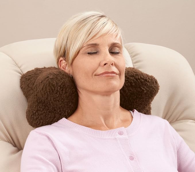 OakRidge Miles Kimball Sherpa Neck Cradle Pillow, 15” L x 7” W – 100% Polyester Fabric Neck Pillow with Contoured Butterfly Shape, Comfortable Travel Pillow with Extra Head and Shoulder Support