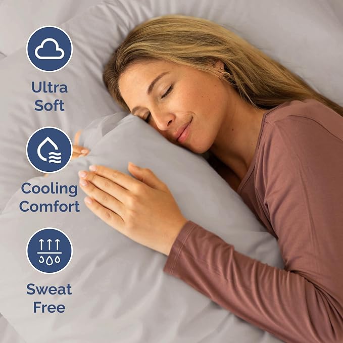 Short Queen RV Size 4 Piece Sheet Set - Comfy Breathable & Cooling Bed Sheets Set - Hotel Luxury Bedding for Women, Men, Kids, Teens, Boys & Girls - Deep Pockets & Ultra-Soft - Oeko-Tex - Light Grey