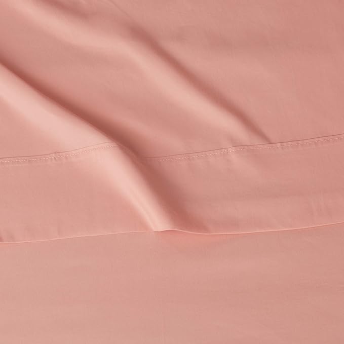 Amazon Basics Lightweight Super Soft Easy Care Microfiber 4-Piece Bed Sheet Set with 14-Inch Deep Pockets,Includes Comfortable Pillowcases,Queen,Peachy Coral,Solid,(Pack of 4)