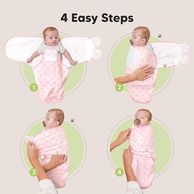 Baby Swaddle Sleep Sacks with Zipper - 3-Pack Swaddles for Newborns 0-3 Months, Infant, Baby Girls, Boys, Soft & Durable Newborn Sleep Sack, Easy Diaper Change Swaddling Blanket (Blossom, OS)