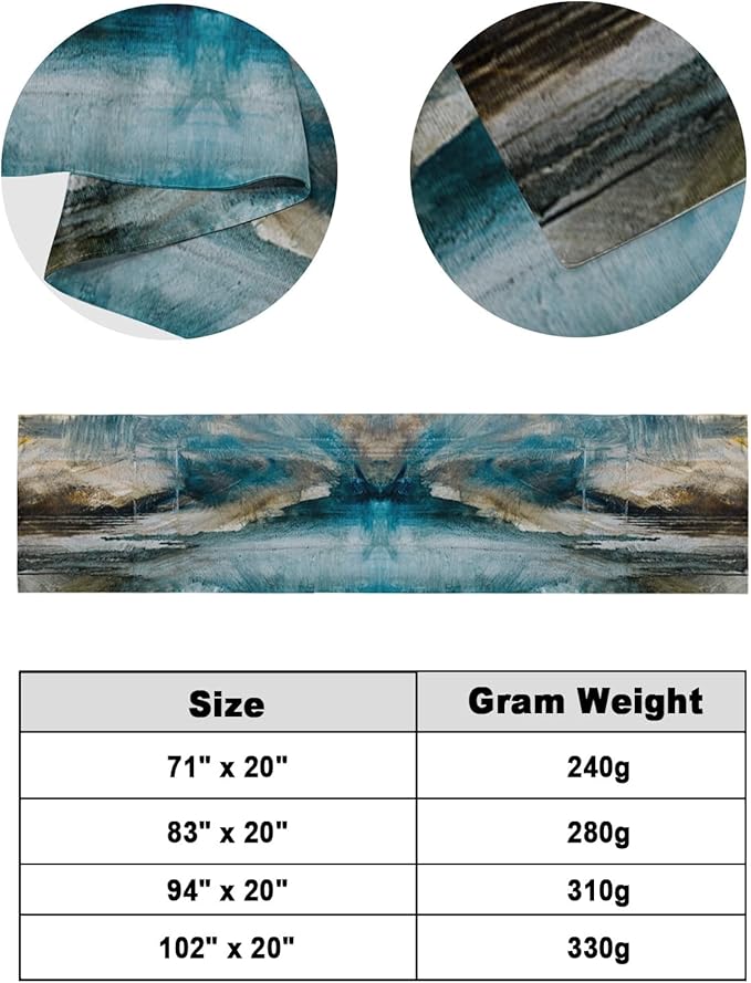 Abstract Mottled Turquoise Green Gray Art Bed Runners for Bedroom Hotel,Decorative Bedding Scarf Retro Painting Bed End Blanket Bedding Runner Scarves for Twin Size Bed,71x20in
