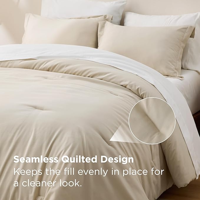 Bedsure King Size Comforter Set - 7 Pieces Beige King Bedding Set for All Seasons, Boho Contrasting Design Bed in a Bag with Comforter, Sheets, Pillowcases & Shams