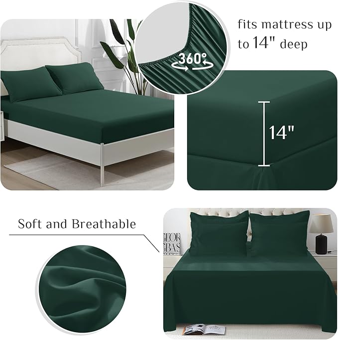 JOLLYVOGUE Twin XL Comforter Set, Ultra-Soft Bed in a Bag Twin XL Size 5 Pieces, Oeko-TEX Certified Bedding Set with Down Alternative Comforter, Sheets, Pillowcases & Shams, Emerald Green