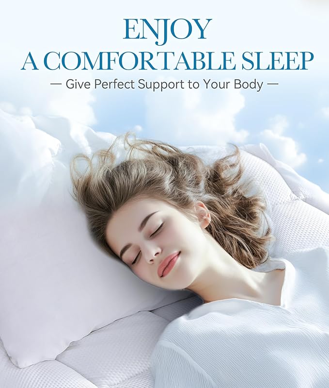 BDEUS Waterproof Dual Layer 4 Inch Memory Foam Mattress Topper Twin Size, 2 Inch Gel Memory Foam Plus 2 Inch Down Alternative Quilted Pillow Top Mattress Pad Cover for Kids, Pets