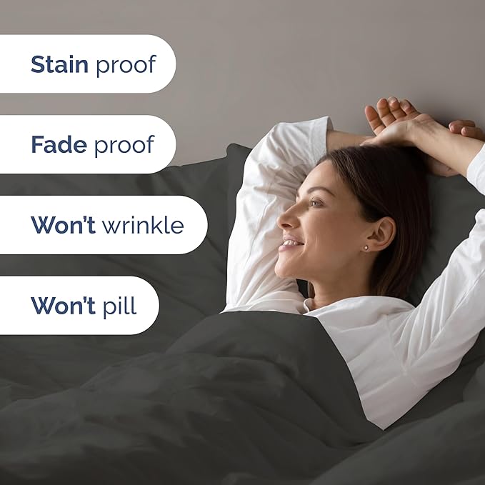 Duvet Cover King Size - Extra Soft King Size Duvet Cover - Lightweight, Breathable & Cozy - Easy Care & Fade Free w/ Zipper Closures & Ties - 104" x 90" Inches - (Charcoal) Comforter Not Included