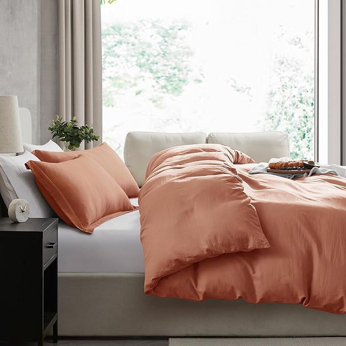 Nestl Rust Duvet Cover Full Size - Soft Prewashed Full Size Duvet Cover Set, 3 Piece, with Zipper Closure, 1 Duvet Cover 80x90 inches and 2 Pillow Shams