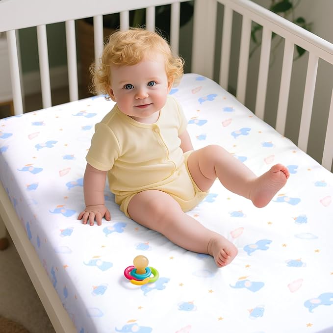 UOMNY Crib Sheet,Boys Girls Crib Sheets Baby Sheet for Standard Crib and Toddler Mattresses Nursery Bedding Sheet Crib Mattress Sheets for Boys and Girls 1 Pack Toddler Sheet