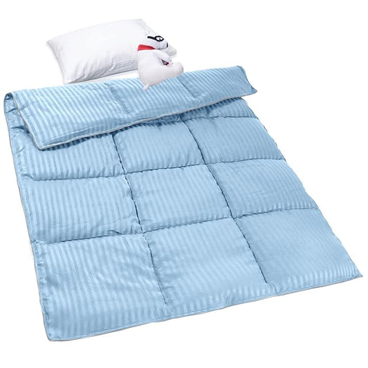 ZPECC Toddler Down Alternative Comforter, 39x47 Hypoallergenic Baby Blanket Quilt, Soft Breathable Lightweight All Season Kids Duvet Insert for Crib Stroller Cot Daycare, Baby Blue