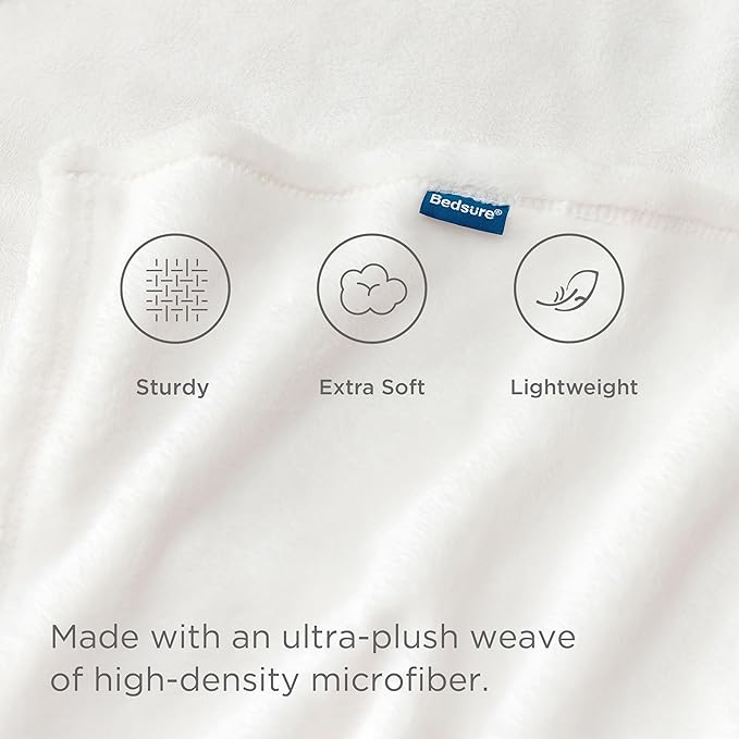 Bedsure GentleSoft White Fleece Throw Blanket - 300GSM Blankets for Couch, Sofa, Bed, Soft Lightweight Plush Cozy Throws for Toddlers, 50x60 inches