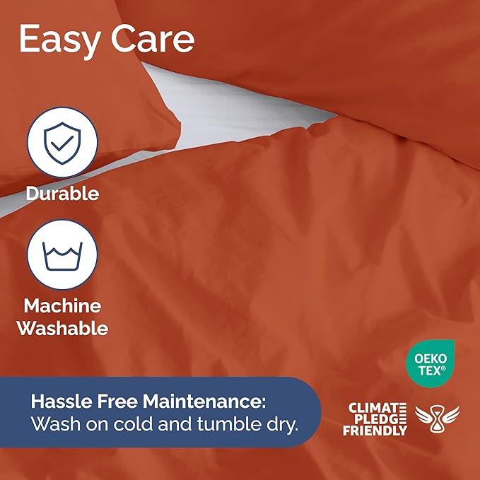 Duvet Cover Twin/Twin XL Size - Extra Soft Twin/Twin XL Size Duvet Cover - Breathable, Easy Care and Fade Free with Zipper Closures & Ties - 68" x 90" Inches - (Terracotta) Comforter Not Included