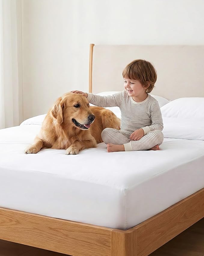 Split King Waterproof Mattress Cover(9 in. Deep) Protector Zippered Soft Breathable Healthy Encasement Great for Dorms Hotel,39"x80"x2