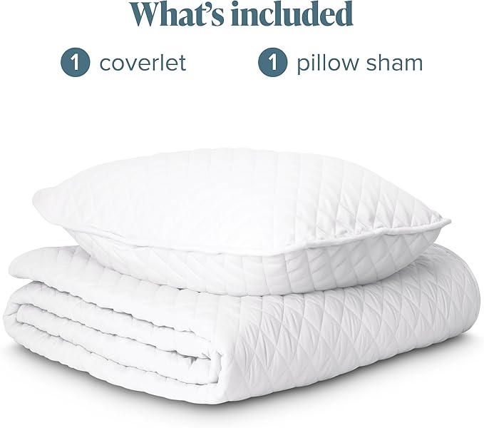 Bare Home Coverlet Set - Twin/Twin Extra Long - Lightweight Bed Decor - Comforter Alternative - All-Season Quilted Bedspread (Twin/Twin XL, White)