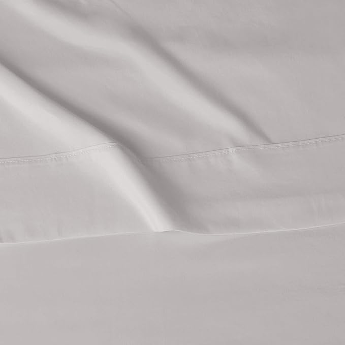 Amazon Basics Lightweight Super Soft, Breathable, Wrinkle-Free, Brushed Microfiber 4-Piece Bed Sheet Set with 14-Inch Deep Pockets, King, Light Gray, Solid