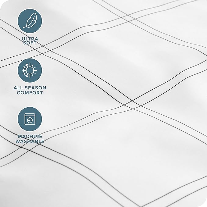 Bare Home King Sheet Set - Luxury 1800 Ultra-Soft Microfiber Double Brushed - Deep Pockets - Easy Fit - 4 Piece Set - Bedding Sheets & Pillowcases (King, Modern Plaid - White/Grey)