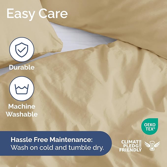 Duvet Cover Queen Size - Extra Soft Queen Size Duvet Cover - Lightweight, Breathable & Cozy - Easy Care & Fade Free with Zipper Closures & Ties - 90" x 90" Inches - (Beige) Comforter Not Included