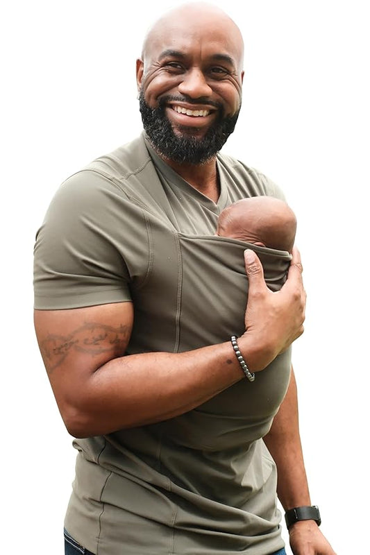 Lalabu The Dad Shirt | Hands-Free Baby Carrier for Dad with Kangaroo Pouch | Engineered for Bonding, Safety, & Comfort for Newborns Up to 15 Lbs. | CPSC Compliant - Fern - Small