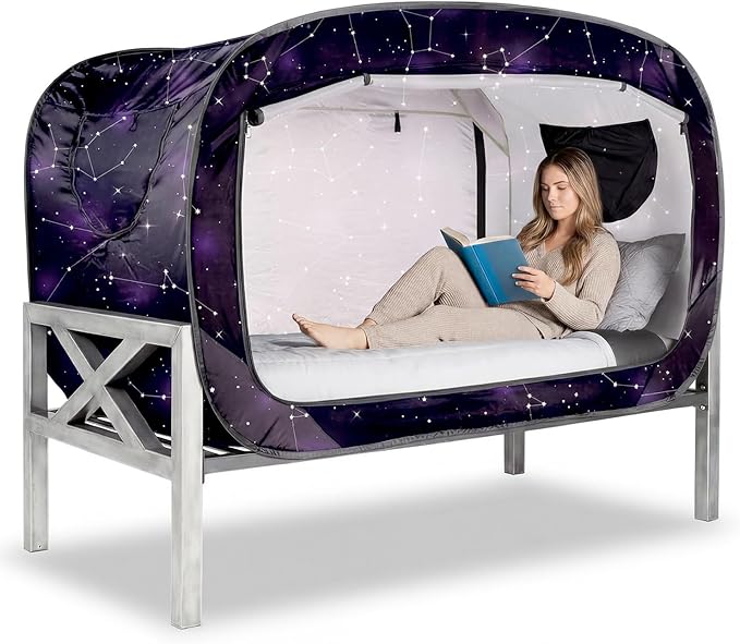 Bed Tent Full Bed Canopy Portable Dream Tent for Adult Indoor Sleeping Tents with 2 Doors Breathable Private Space Tents, Starry Constellation