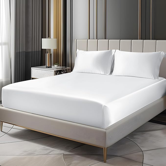 Luxury 1-Piece Fitted Sheet + 2-Piece Pillowcases(Without Flat Sheet) California King – 800 TC Pima Cotton, Heavyweight Fabric, Deep 15" Pockets, Ultra Soft & Durable (White)