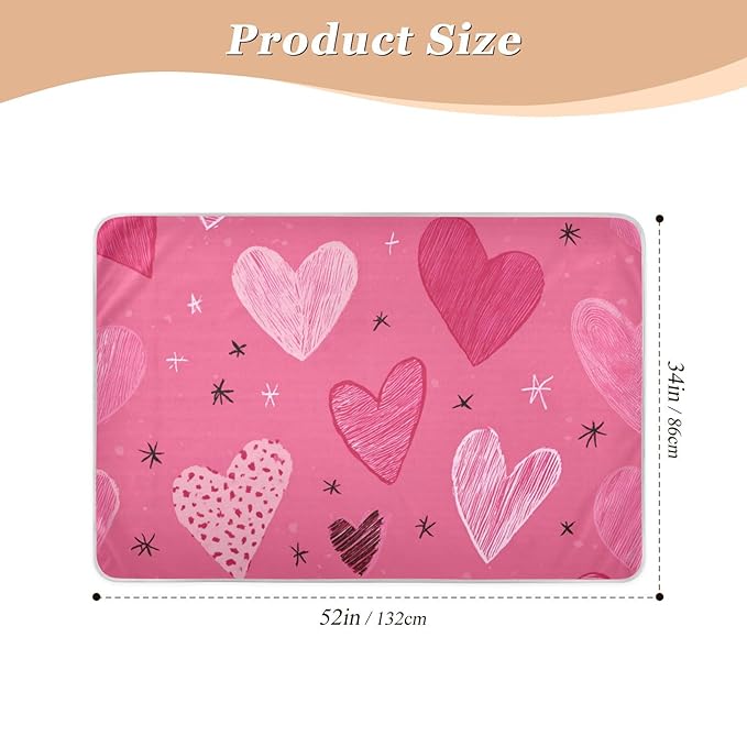 Waterproof Bed Pad Reusable Changing Pad Toddler Mattress Protector Large Pee Pad Baby Diaper Pad Soft Washable Liner Hearts Stars Hot Pink