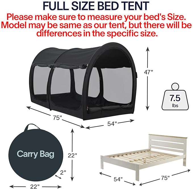 LEEDOR® Bed Tent Dream Tents Bed Canopy Shelter Cabin Indoor Privacy Warm Breathable Pop Up Twin/Full/Queen for Kids and Adult Patent Pending(Mattress Not Included)