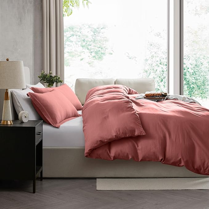 Nestl Pink Clay Duvet Cover King Size - Soft Prewashed King Duvet Cover Set, 3 Piece, with Zipper Closure, 1 Duvet Cover 104x90 inches and 2 Pillow Shams