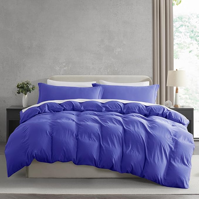 Nestl Royal Blue Duvet Cover Full Size - Soft Prewashed Full Size Duvet Cover Set, 3 Piece, with Zipper Closure, 1 Duvet Cover 80x90 inches and 2 Pillow Shams