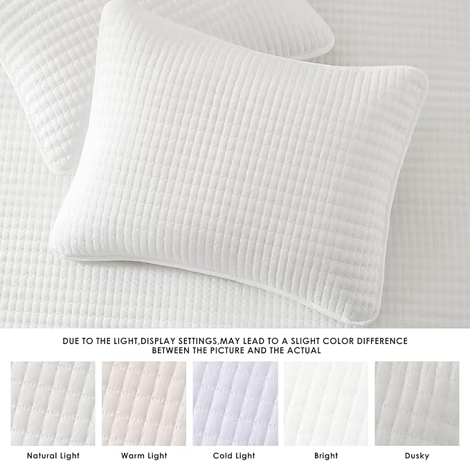 WRENSONGE Twin Quilt-2 Pieces Lightweight Bedspreads White Twin Quilt Bedding Set for All Seasons, Soft Summer Coverlet Suitable for Bed, Couch, Quilt Blanket