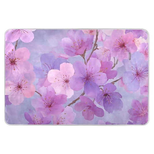 Waterproof Bed Pad Reusable Changing Pad Toddler Mattress Protector Large Pee Pad Baby Diaper Pad Soft Washable Liner Pink Purple Cherry Blossom