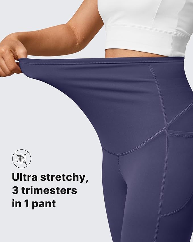 G4Free BareFeel Maternity Leggings with Pockets Over The Belly Stretchy Workout Yoga Pregnancy Pants