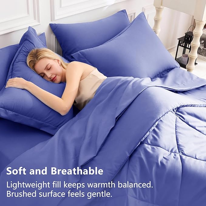 CozyLux Full Size Comforter Sets Very Peri - 7 Pieces Bed in a Bag Full, Luxury Soft Bed Set for All Seasons, Bedding Set with Down Alternative Comforter, Sheets, Pillowcases & Shams