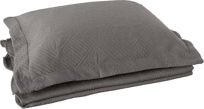 Superior 2 Piece Celtic Circles Cotton Bedspread Set, Decorative Bed Spread, Home Bed Decor, 1 Pillow Sham, Medium Weight Blanket, Matelasse Coverlet Bedding, Wedding Ring Design, Twin, Charcoal