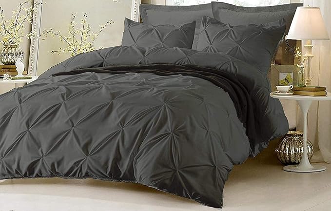 California King Comforter Duvet Cover 1 Piece Pinch Pleated 800 Thread Count 100% Egyptian Cotton Long Staple Quilt Cover King Size, Silky Soft, Breathable with Hidden Zipper Closure (Elephant Grey)