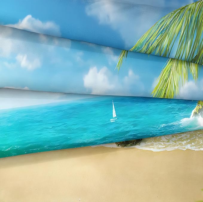 Bedbay Tropical Beach Comforter Set Queen Size Coastal Island Bedding Holiday Hawaii Style Bedding Set Soft Microfiber Summer Lightweight Comforter 4 Pcs Beach Theme Quilt Set for All Seasons