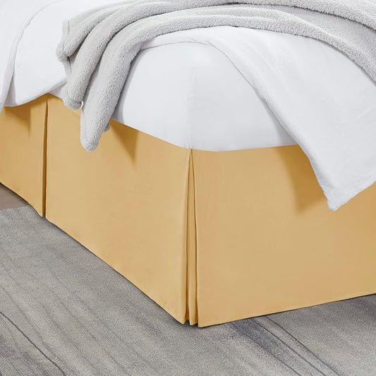 Nestl Gold Bed Skirt Queen Size - Queen Bed Skirt 14 Inch Drop - Brushed Microfiber Bed Skirts - Hotel Quality Pleated Bed Skirt - Shrinkage & Fade Resistant