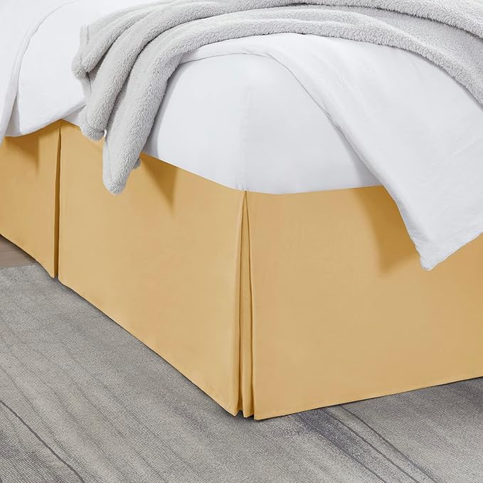 Nestl Gold Bed Skirt Cal King Size - Cal King Bed Skirt 14 Inch Drop - Brushed Microfiber Bed Skirts - Hotel Quality Pleated Bed Skirt - Shrinkage & Fade Resistant