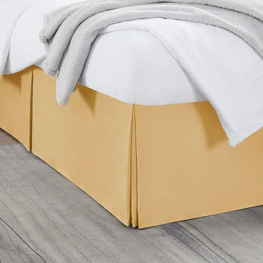 Nestl Gold Twin Bed Skirt - Twin Size Bed Skirt 14 Inch Drop - Brushed Microfiber Bed Skirts - Hotel Quality Pleated Bed Skirt - Shrinkage & Fade Resistant