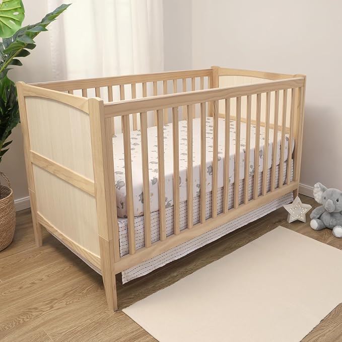 The Peanutshell 3 Piece Elephant Whimsy Baby Crib Bedding Set Boy or Girl, Nursery Decor Boy Crib Comforter Set, Classic Neutral Ivory & Cream Tones Quilt and Accessories, Gender Neutral