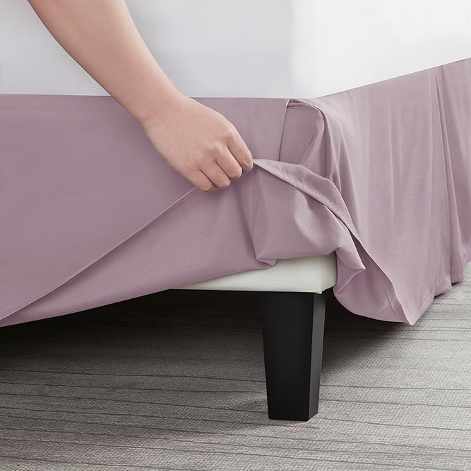 Nestl Dusty Purple Full Bed Skirt - Full Size Bed Skirt 14 Inch Drop - Brushed Microfiber Bed Skirts - Hotel Quality Pleated Bed Skirt - Shrinkage & Fade Resistant