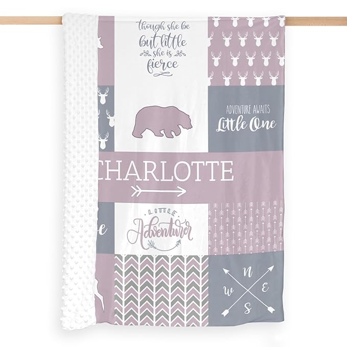Personalized Name Blankets for Baby, Custom Blankets for Infant Toddler, Babys Gifts for Birthday Gifts for Girls Kids Teen New Mom, Essential Newborn Items, Light Purple, 35"x45"