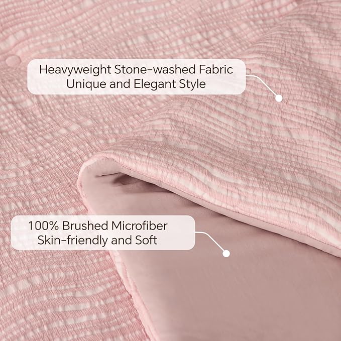 BEDELITE Blush Pink Queen Comforter Set - 3 Pieces Boho Tufted Jacquard Bedding Comforter Sets, Lightweight Soft & Warm Bed Comforter Queen with 2 Pillowcases for All Season