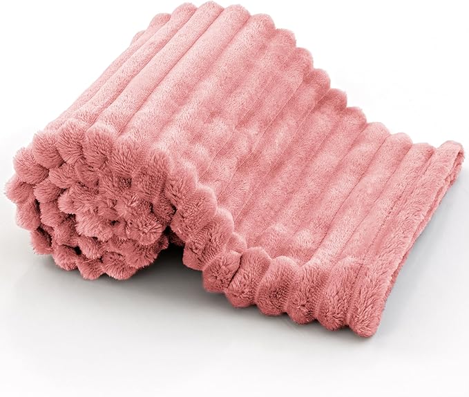 BEDELITE Baby Blankets for Boys Girls 30"x 40" - 3D Ribbed Jacquard Cute Fuzzy Fleece Blanket, Warm and Breathable Soft Cozy Infant Toddler Blanket for Newborn All Seasons Suitable, Pink