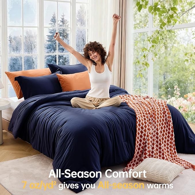 MUXHOMO MUXHOMOTwin/Twin XL Comforter Set, All Season Ultra Soft Down Alternative Bedding - 2 Piece Lightweight Bed Set Includes 1 Comforter (68"x88") and 1 Pillow Shams (20"x26"), Navy Blue