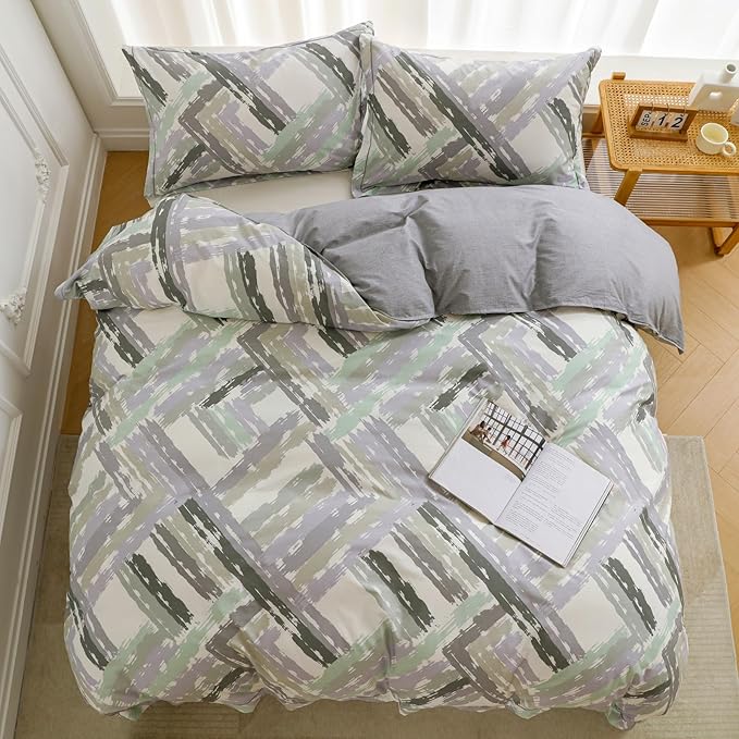 OAITE Duvet Cover Set Queen Size Floral Pattern Ultra Soft 100% Cotton Duvet Cover Sets 3-PC, Breathable Duvet Cover with Zipper Closure & Corner Ties(2 Pillow Shams,1 Duvet Cover)