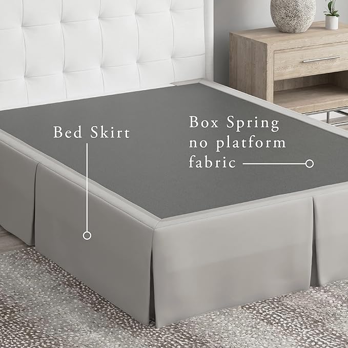 Bed Maker’s Never Lift Your Mattress Bed Skirt, Designed for Box Spring Beds, Split Corners, 14 Inch Drop Length, Twin, Silver