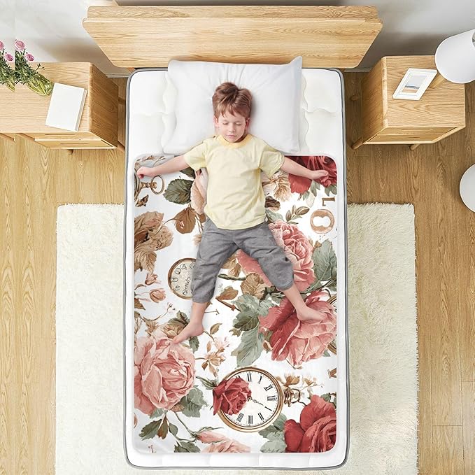 Waterproof Bed Pad Reusable Changing Pad Toddler Mattress Protector Large Pee Pad Baby Diaper Pad Soft Washable Liner Valentine Clockwork Rose Pink