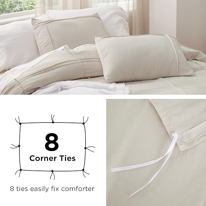 Bedsure Grid Boho Duvet Cover King Size - Shabby Chic Tufted Boho Bedding Set, 3 Pieces Shabby Chic Home Bedding for All Seasons, Includes 1 King Duvet Cover & 2 Pillowcases (Green, 104" x 90")