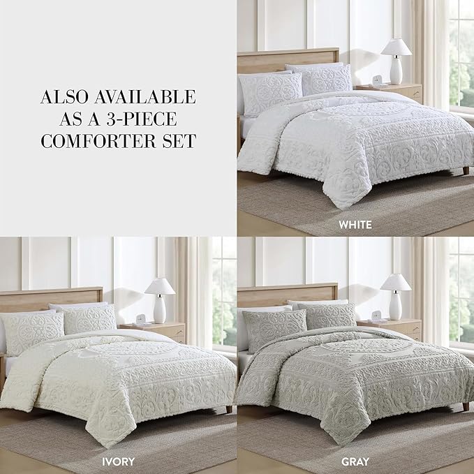 Beatrice Home Fashions Medallion Chenille Bedspread, King, Gray