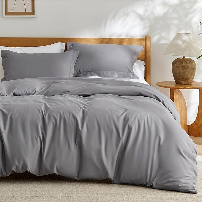 Bedsure Duvet Cover Oversized Queen Size - Soft Double Brushed Bedding Set for Kids & Adults, Zipper Closure, 3 Pieces, Includes 1 Duvet Cover (98"x98") & 2 Pillow Shams, NO Comforter, Grey