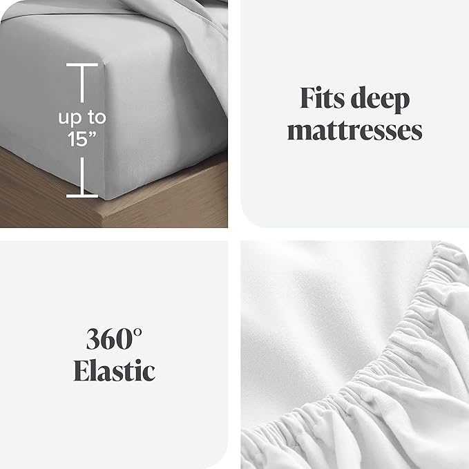 Bare Home Twin Sheet Set - 1800 Ultra-Soft Microfiber Deep Pockets - Easy Fit - Extra Soft - 3 Piece Set - Bedding Sheets & Pillowcases (Twin, Pennytile - White/Midnight)
