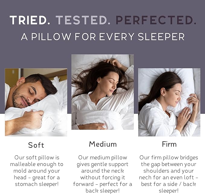 Lincove Signature 100% Natural Canadian White Down Luxury Sleeping Pillow - 800 Fill Power, 500 Thread Count Cotton Shell, Made in Canada, King - Medium, 2 Pack